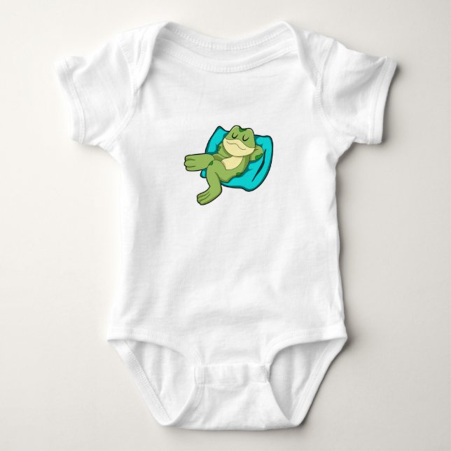 Frog at Sleeping with Pillow Baby Bodysuit (Front)