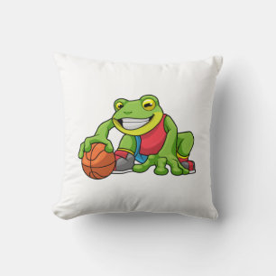 Frog at Sports with Basketball Cushion