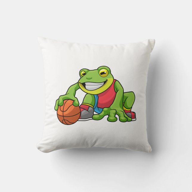 Frog at Sports with Basketball Cushion (Front)