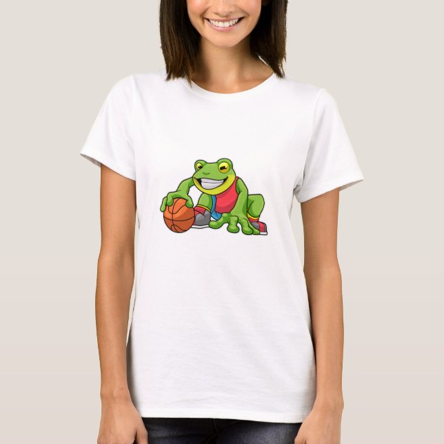 Frog at Sports with Basketball T-Shirt (Front)