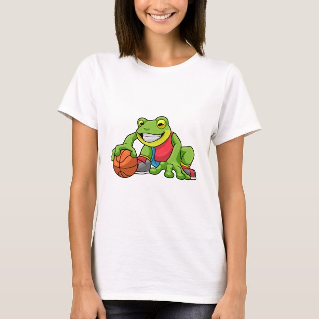 Frog at Sports with Basketball T-Shirt (Front)