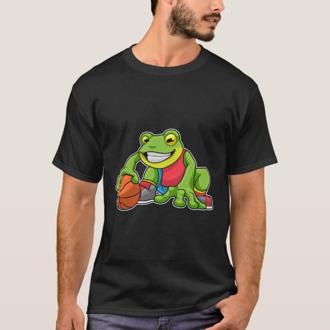 Frog at Sports with Basketball T-Shirt (Front)