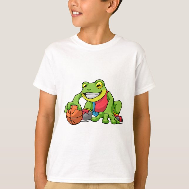 Frog at Sports with Basketball T-Shirt (Front)
