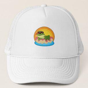 Frog at Swimming with Sunglasses Trucker Hat