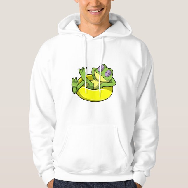 Frog at Swimming with Swim ring Hoodie (Front)