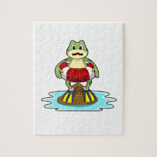 Frog at Swimming with Swim ring Jigsaw Puzzle