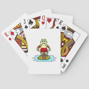 Frog at Swimming with Swim ring Playing Cards