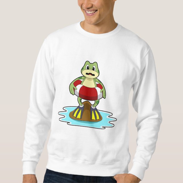 Frog at Swimming with Swim ring Sweatshirt (Front)