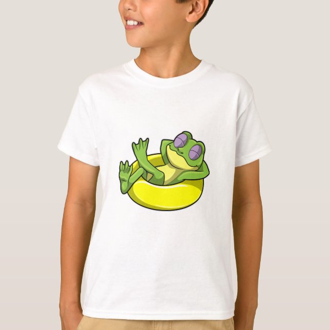 Frog at Swimming with Swim ring T-Shirt (Front)
