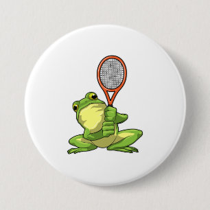 Frog at Tennis with Tennis racket 7.5 Cm Round Badge