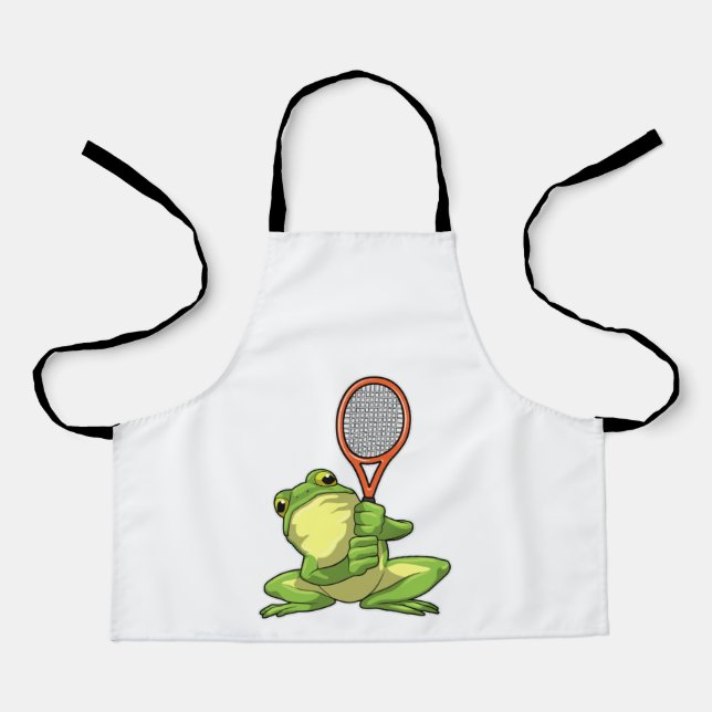 Frog at Tennis with Tennis racket Apron (Front)