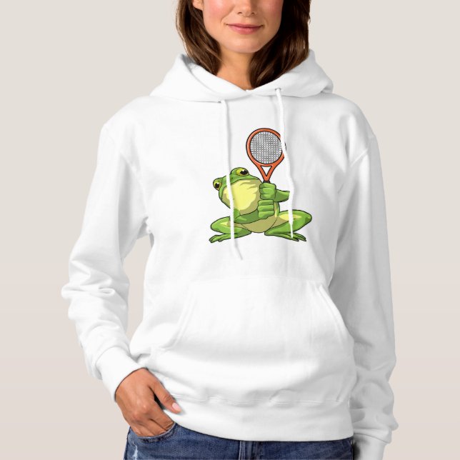 Frog at Tennis with Tennis racket Hoodie (Front)