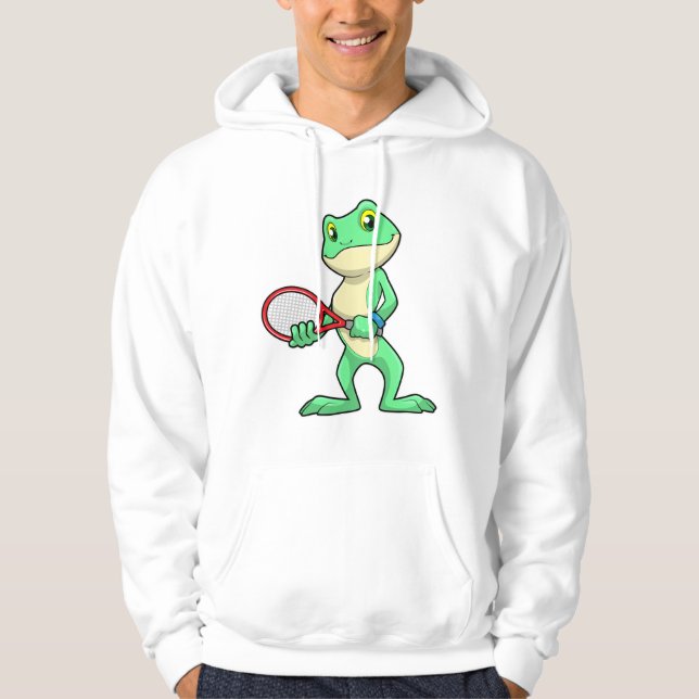 Frog at Tennis with Tennis racket Hoodie (Front)