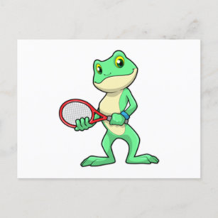 Frog at Tennis with Tennis racket Postcard