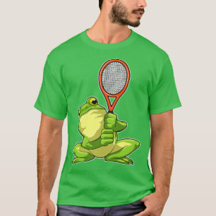 Frog At Tennis With Tennis Racket  T-Shirt