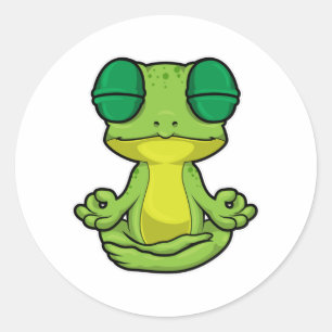 Frog at Yoga in Cross-legged Classic Round Sticker