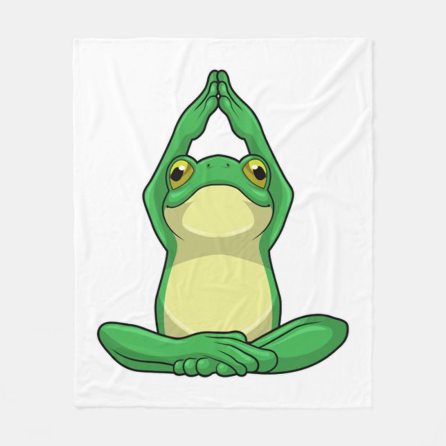 Frog at Yoga in Cross legged Fleece Blanket (Front)