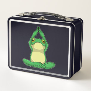 Frog at Yoga in Cross legged Metal Lunch Box