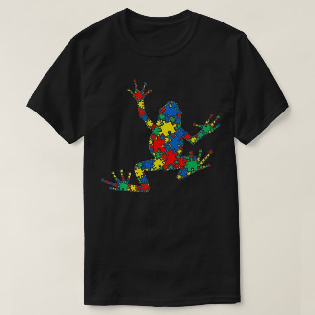 Frog Autism Puzzle for Women Men Kids  Autism Awar T-Shirt (Design Front)