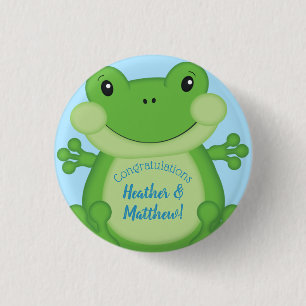 Frog Baby Shower Blue 3 Cm Round Badge