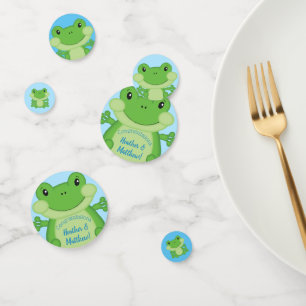 Frog Baby Shower Blue Confetti