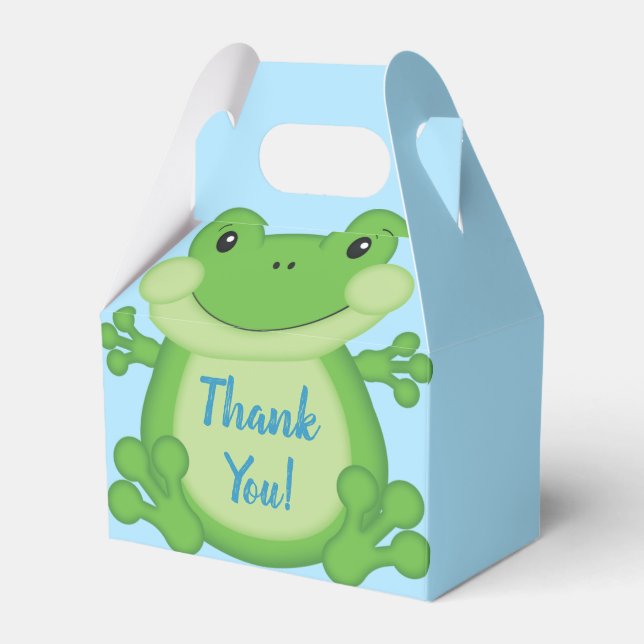 Frog Baby Shower Blue Favour Box (Front Side)