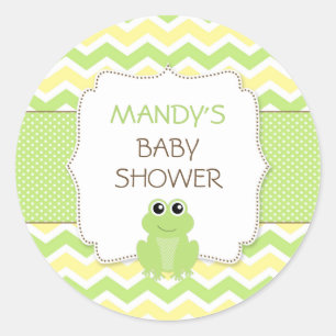 Frog Baby Shower favour stickers, birthday party Classic Round Sticker