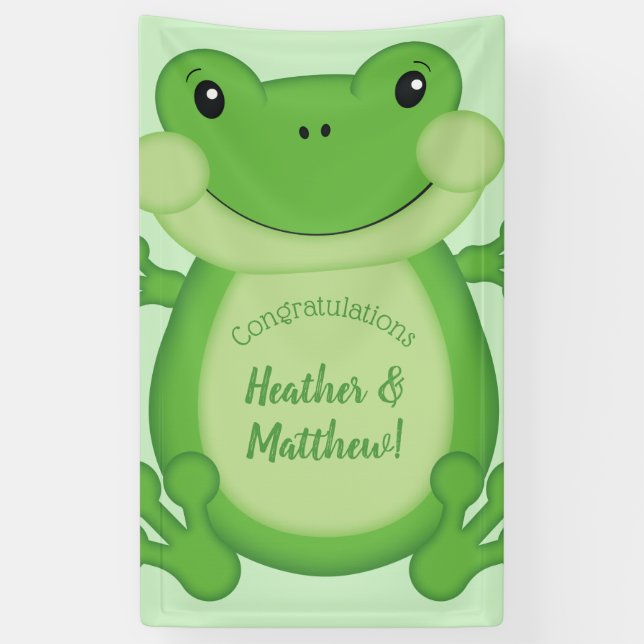 Frog Baby Shower Green Banner (Vertical)