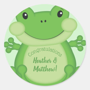 Frog Baby Shower Green Classic Round Sticker