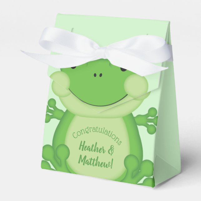 Frog Baby Shower Green Favour Box (Front Side)