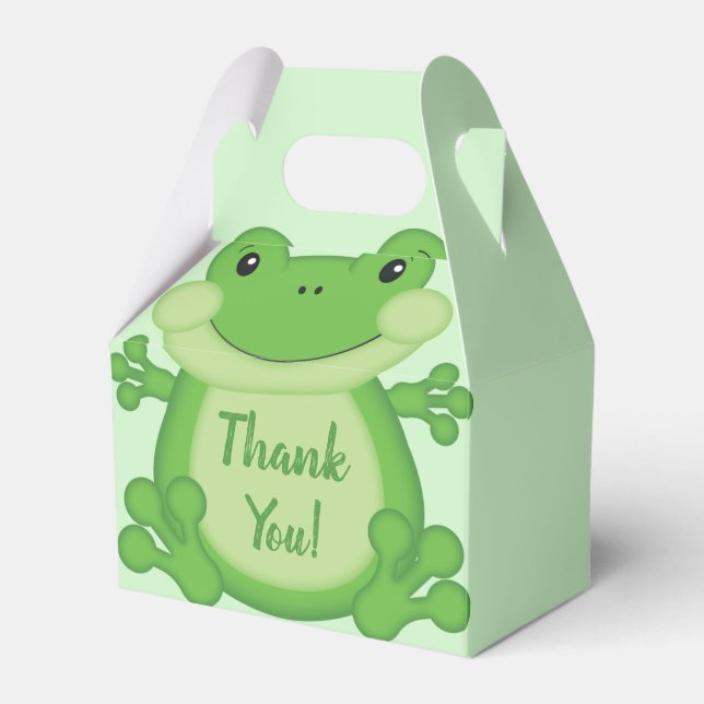 Frog Baby Shower Green Favour Box (Front Side)