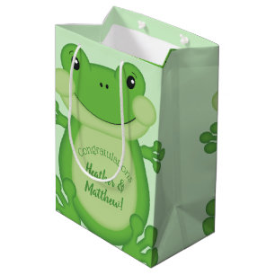 Frog Baby Shower Green Medium Gift Bag