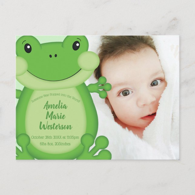 Frog Baby Shower Green Postcard (Front)