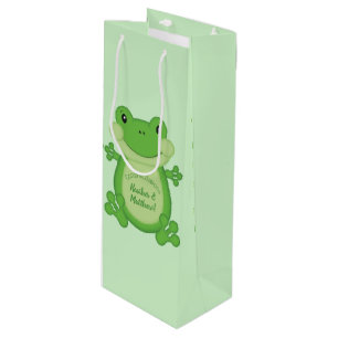 Frog Baby Shower Green Wine Gift Bag