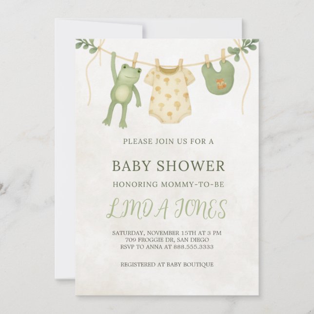 Frog Baby Shower Invitation (Front)