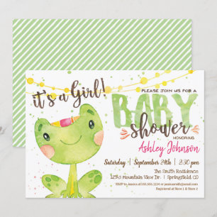 Frog Baby Shower invitation, Girl Invitation