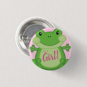 Frog Baby Shower Pink 3 Cm Round Badge