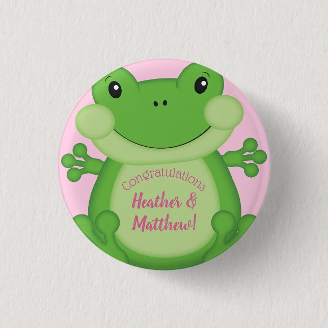 Frog Baby Shower Pink 3 Cm Round Badge (Front)