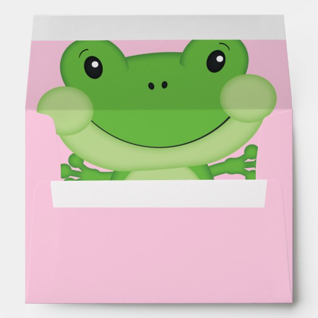 Frog Baby Shower Pink Girl Envelope (Back (Bottom))