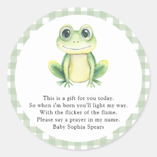 Frog Baby Shower - Prayer candle label