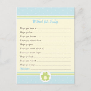 Frog Baby Shower Well Wishes Blue and Yellow Postcard