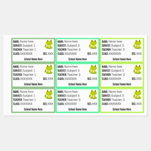 Frog Back to school labels name teacher subject