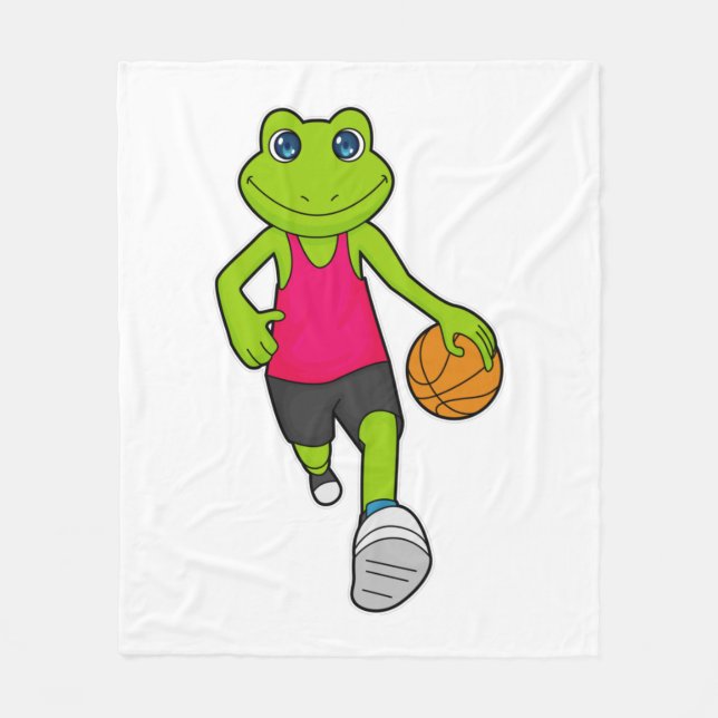 Frog Basketball player Basketball Fleece Blanket (Front)