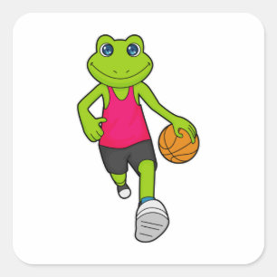 Frog Basketball player Basketball Square Sticker