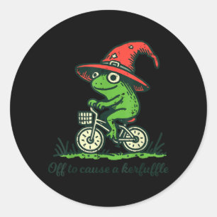 Frog Bicycle Wizard Hat Off to Cause Kerfuffle Men Classic Round Sticker
