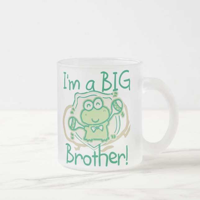 Frog Big Brother Frosted Glass Coffee Mug (Right)