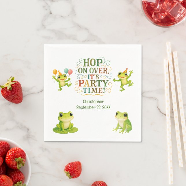 Frog Birthday Party Boy Girl Toddler Kids Napkin (Insitu)