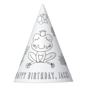 Frog Birthday Party - Color Your Own Party Hat