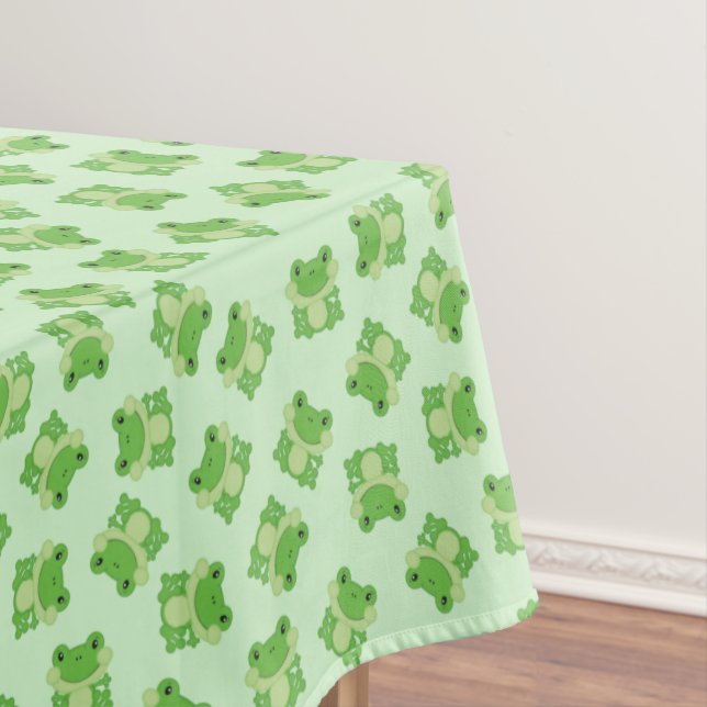 Frog Birthday Party Green Tablecloth (In Situ)