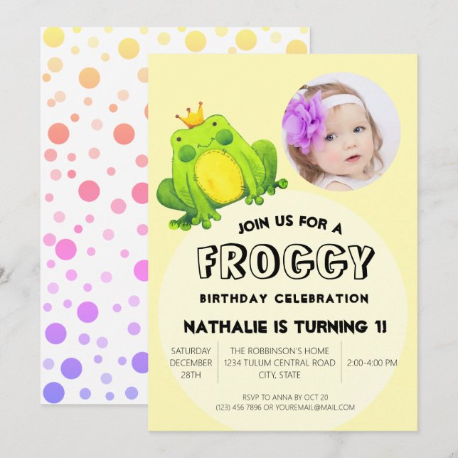 Frog Birthday Party Invitation (Front/Back)